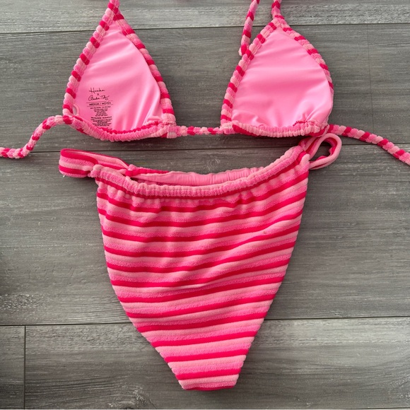 Hoaka Swimwear Pink Striped Bikini Set - Picture 5 of 6